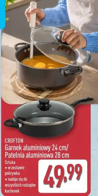 Crofton Garnek aluminiowy 24 cm/ Patelnia aluminiowa 28 cm