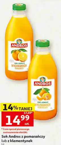 Auchan Sok Andros z pomarańczy lub z klementynek oferta