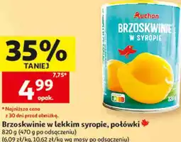 Auchan Brzoskwinie w lekkim syropie, połówki Auchan oferta