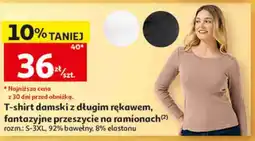 Auchan T-shirt damski z długim rękawem, fantazyjne przeszycie na ramionach Inextenso oferta