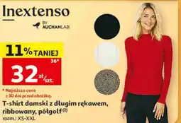 Auchan T-shirt damski z długim rękawem, ribbowany, półgolf Inextenso oferta
