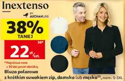 Auchan Bluza polarowa z krótkim suwakiem zip, damska lub męska Inextenso oferta