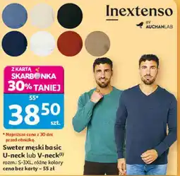 Auchan Sweter męski basic U-neck lub V-neck Inextenso oferta