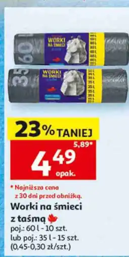 Auchan Worki na śmieci z taśmą oferta