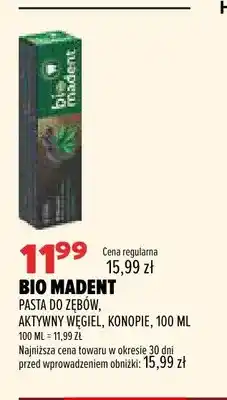 Drogerie Natura Pasta do zębów aktywny węgiel konopie Bio Madent oferta
