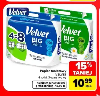 Papier toaletowy 3-warstwowy Camomile & aloe 4-pak Velvet