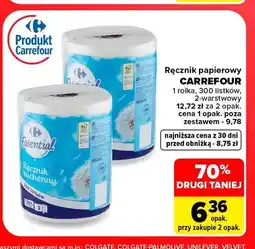 Carrefour Ręcznik papierowy 1 rolka 300 listków 2-warstwowy Carrefour oferta