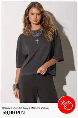 Cropp Brązowa koszulka boxy z efektem sprania oferta