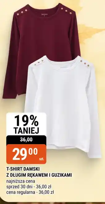 T-shirt damska z długim rękawem i guzikami