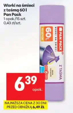Delikatesy Centrum Worki na śmieci z taśmą 60 l Pan Pack oferta