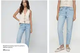 Sinsay Bawełniane jeansy mom fit comfort z efektem sprania Sinsay oferta
