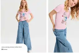 Sinsay Jeansy wide leg oversize z haftem Stitch Sinsay oferta