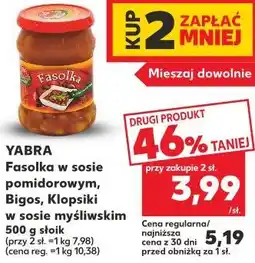 Kaufland Yabra Fasolka w sosie pomidorowym, Bigos, Klopsiki w sosie myśliwskim oferta