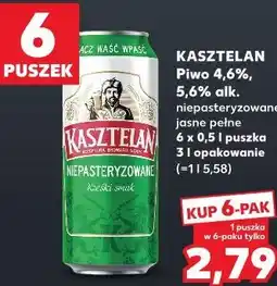 Kaufland Kasztelan Piwo 4,6%, 5,6% alk. niepasteryzowane, jasne pełne oferta
