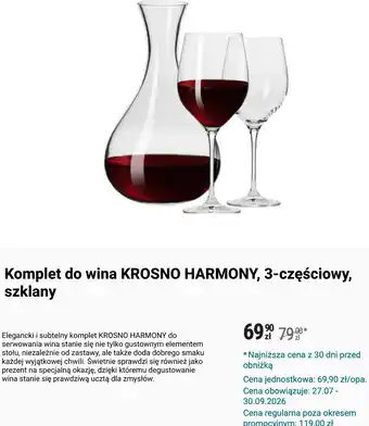 Komplet do wina KROSNO HARMONY, 3-częściowy, szklany