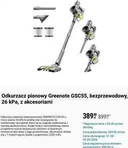 Biedronka Odkurzacz pionowy Greenote GSC55, bezprzewodowy, 26 kPa, z akcesoriami oferta