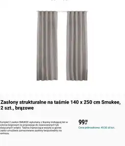 Biedronka Zasłony strukturalne na taśmie 140 x 250 cm Smukee, 2 szt., brązowe oferta