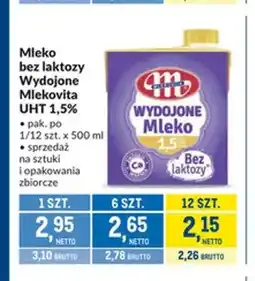 Makro Mleko UHT bez laktozy Wydojone Mlekovita 1,5% oferta