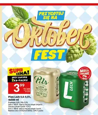 Twój Market Piwo Lech Premium 5,0% 4-pak oferta