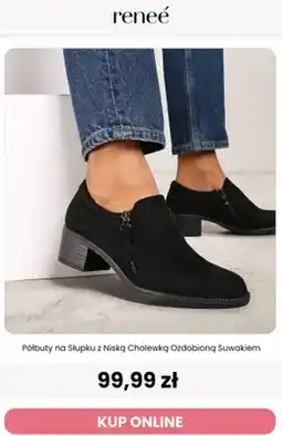 Renee Półbuty na słupku z niską cholewką ozdobioną suwakiem Renee oferta