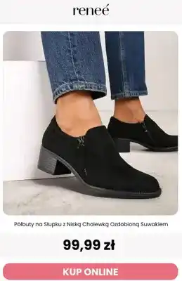 Półbuty na słupku z niską cholewką ozdobioną suwakiem Renee