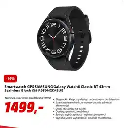 Media Markt Smartwatch Gps Samsung Galaxy Watch6 Classic Bt 43 mm Stainless Black SM-R950NZKAEUE oferta