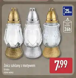 ALDI Znicz szklany z motywem 25 cm oferta