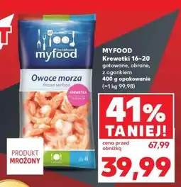 Kaufland MYFOOD Krewetki 16–20 gotowane, obrane, z ogonkiem 400 g opakowanie oferta