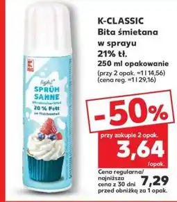 Kaufland K-CLASSIC Bita śmietana w sprayu 21% tł oferta