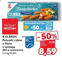 Kaufland K-CLASSIC Paluszki rybne z fileta z mintaja 450 g opakowanie oferta