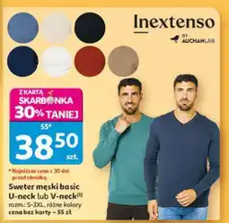 Auchan Sweter męski basic U-neck lub V-neck oferta