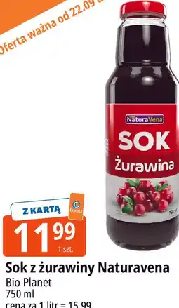 E.Leclerc Sok z żurawiny Naturavena Bio Planet oferta