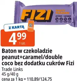 E.Leclerc Baton w czekoladzie peanut+caramel/double coco bez dodatku cukrów Fizi Trade Links oferta