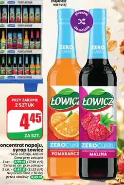 Dino Koncentrat napoju syrop Łowicz Zero Cukru pomarańczowy oferta