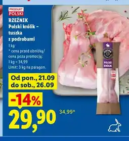 Lidl Polski królik tuszka z podrobami Rzeźnik oferta