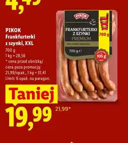 Lidl Frankfurterki z szynki XXL Pikok oferta
