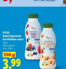 Lidl Napój jogurtowy bez dodatku cukru owoce leśne Pilos oferta