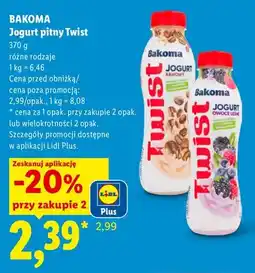 Lidl Jogurt pitny Twist kawowy Bakoma oferta