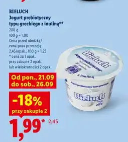 Lidl Jogurt prebiotyczny typu greckiego z inuliną Bieluch oferta