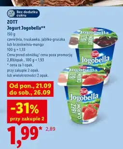 Lidl Jogurt Jogobella czereśnia Zott oferta