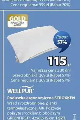 JYSK Poduszka ergonomiczna Strokken 42x65x15 cm Wellpur oferta