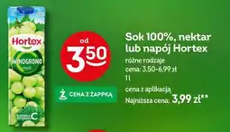Żabka Sok 100% nectar lub napój Hortex oferta