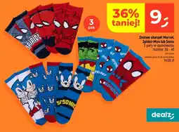 Dealz Zestaw skarpet Marvel, Spider-Man lub Sonic oferta