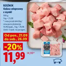 Lidl RZEŹNIK Gulasz wieprzowy z szynki oferta