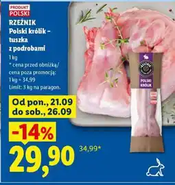 Lidl Rzeźnik Polski królik – tuszka z podrobami oferta