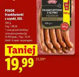 Lidl PIKOK Frankfurterki z szynki, XXL oferta