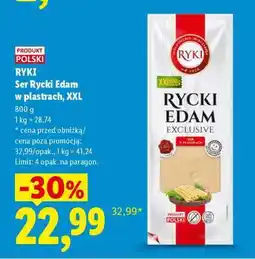 Lidl RYKI Ser Rycki Edam w plastrach, XXL oferta