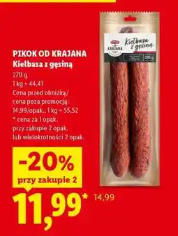 Lidl Pikok od Krajana Kiełbasa z gęsiną oferta
