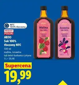 Lidl ABJO Sok 100% tłoczony NFC oferta