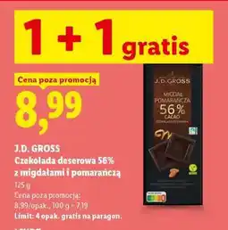 Lidl J.D. GROSS Czekolada deserowa 56% z migdałami i pomarańczą oferta